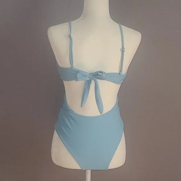 Light Blue One Piece Bathing Suit - Picture 3 of 5